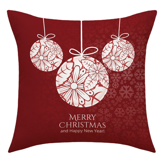 HKM-977363 Christmas Snowman Elk Pillow Cover, 45x45cm, Plant and Flower Design, PP Cotton Filled