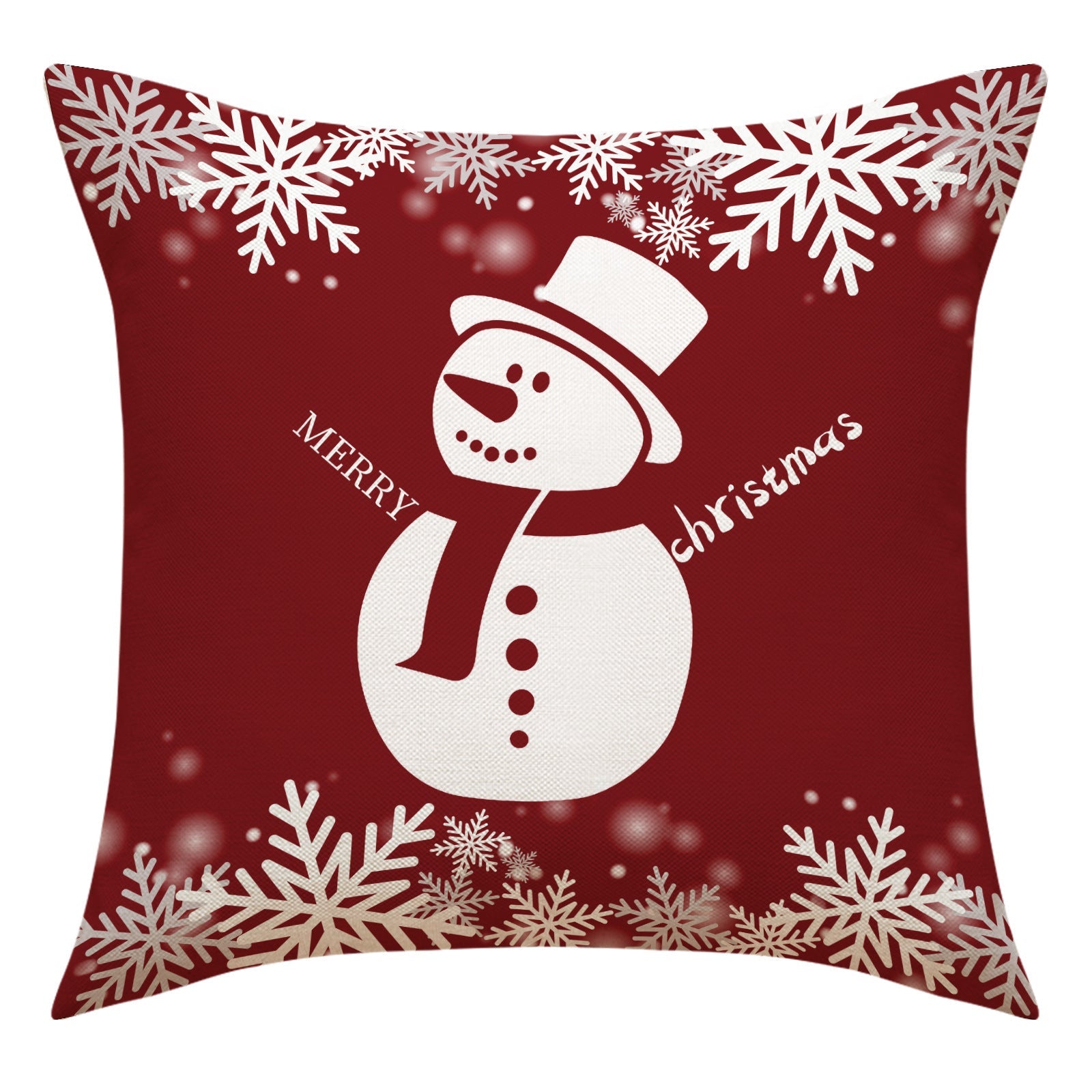 HKM-977363 Christmas Snowman Elk Pillow Cover, 45x45cm, Plant and Flower Design, PP Cotton Filled