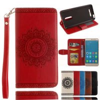 HKM-977491 Embossed Leather Flip Phone Case with Mandala Flowers for Sony Xperia Models