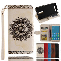 HKM-977491 Embossed Leather Flip Phone Case with Mandala Flowers for Sony Xperia Models