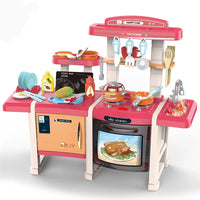 HKM-977491 Pretend Play Kitchen Set with Utensils and Food for Kids Ages 2-14, Plastic Cooking Table Toy