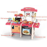 HKM-977491 Pretend Play Kitchen Set with Utensils and Food for Kids Ages 2-14, Plastic Cooking Table Toy