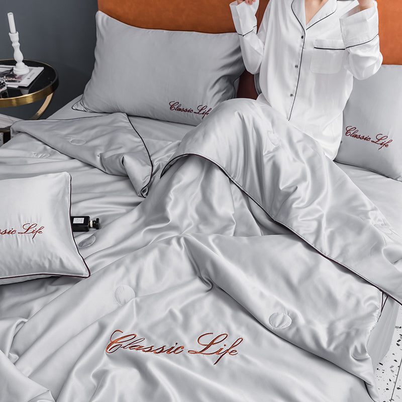 HKM-977555 Cooling Polyester Fiber 4-Piece Sheet and Fitted Sheet Set