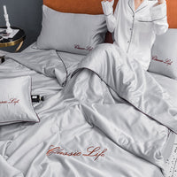 HKM-977555 Cooling Polyester Fiber 4-Piece Sheet and Fitted Sheet Set