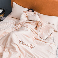HKM-977555 Cooling Polyester Fiber 4-Piece Sheet and Fitted Sheet Set