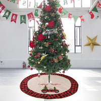 HKM-978003 Plaid Christmas Tree Skirt - Imitation Linen Fabric for Festive Decor