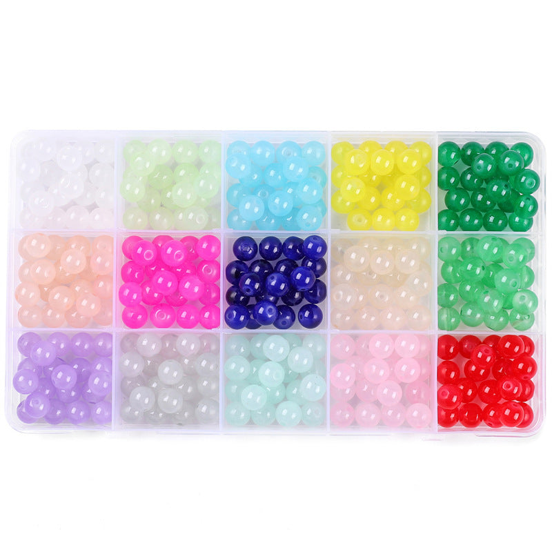 HKM-978067 Glass Jelly Double Crystal Round Beads DIY Bracelet Making Kit with Assorted Color Sets