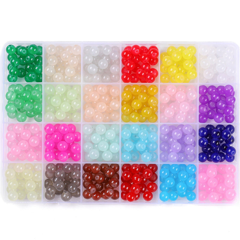 HKM-978067 Glass Jelly Double Crystal Round Beads DIY Bracelet Making Kit with Assorted Color Sets