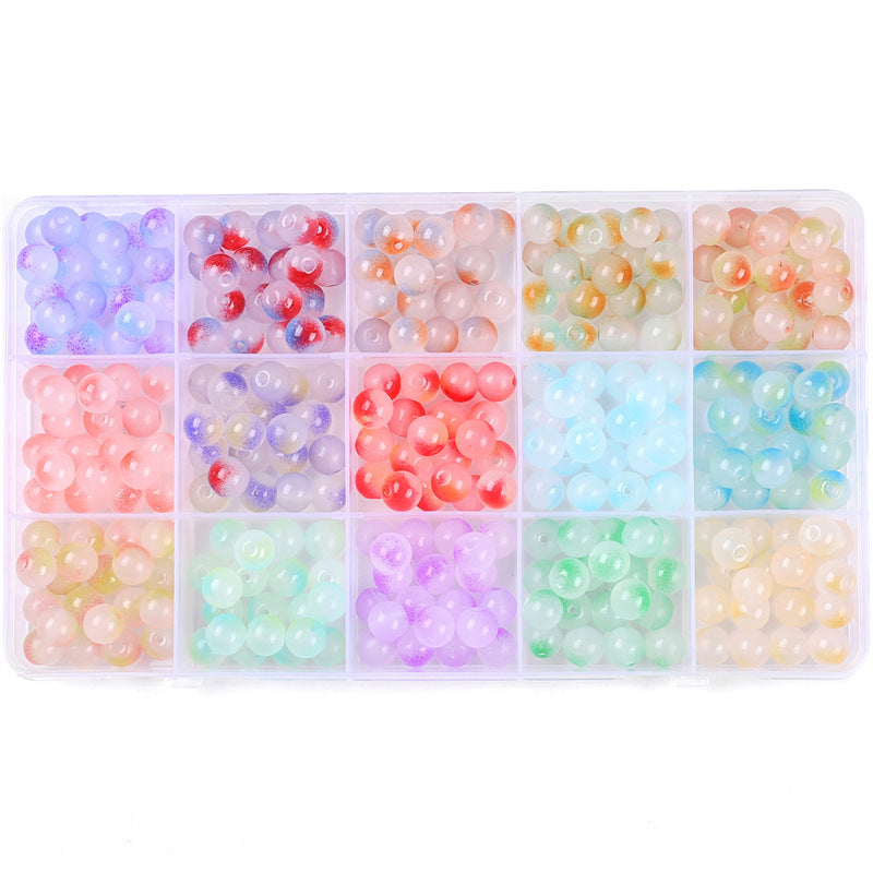 HKM-978067 Glass Jelly Double Crystal Round Beads DIY Bracelet Making Kit with Assorted Color Sets
