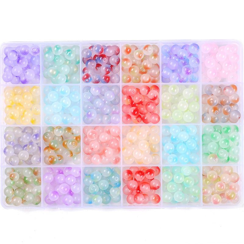 HKM-978067 Glass Jelly Double Crystal Round Beads DIY Bracelet Making Kit with Assorted Color Sets