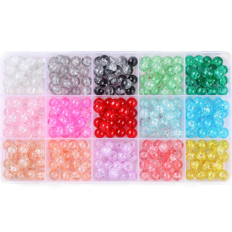 HKM-978067 Glass Jelly Double Crystal Round Beads DIY Bracelet Making Kit with Assorted Color Sets