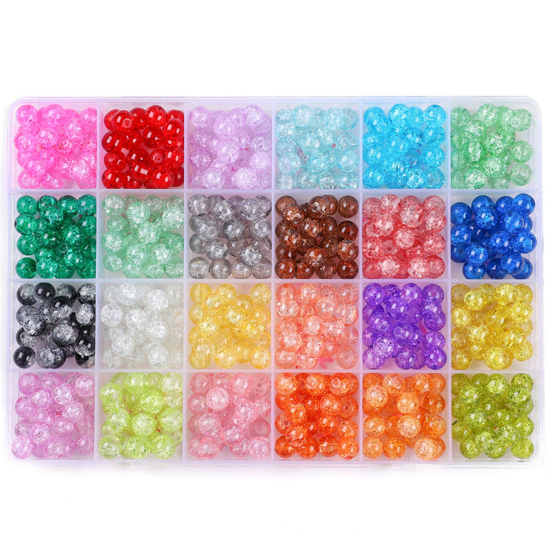 HKM-978067 Glass Jelly Double Crystal Round Beads DIY Bracelet Making Kit with Assorted Color Sets