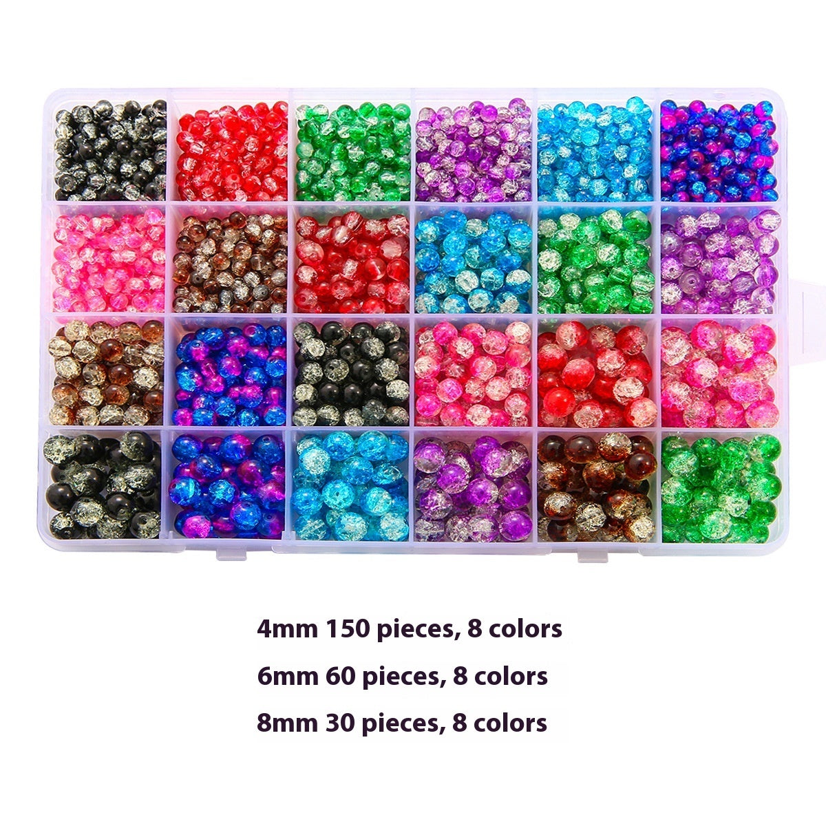 HKM-978067 Glass Jelly Double Crystal Round Beads DIY Bracelet Making Kit with Assorted Color Sets