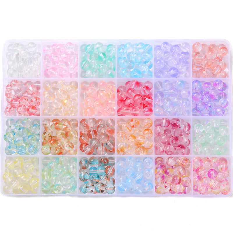 HKM-978067 Glass Jelly Double Crystal Round Beads DIY Bracelet Making Kit with Assorted Color Sets