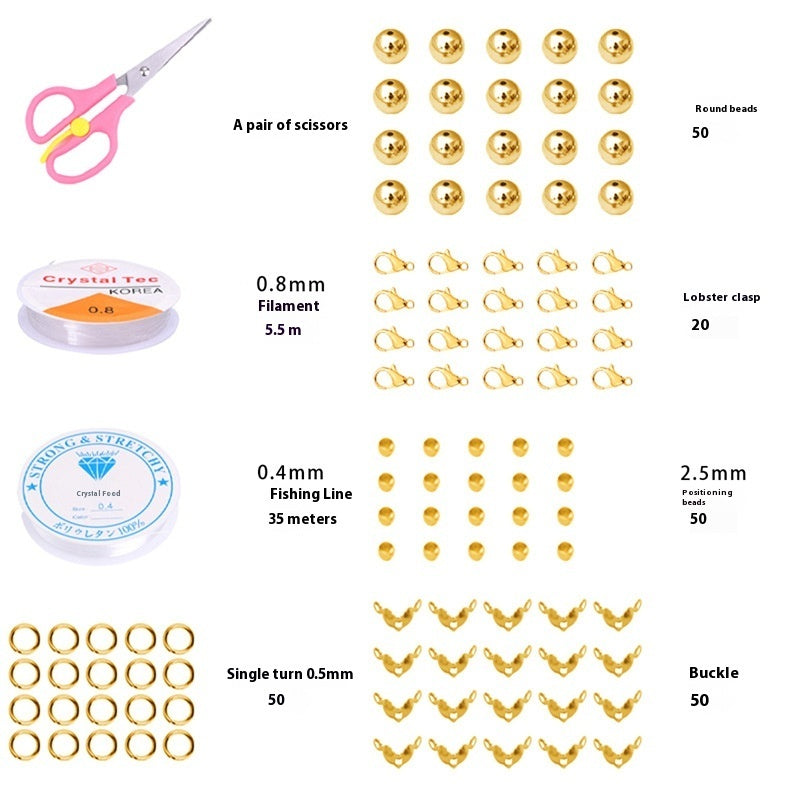 HKM-978067 Glass Jelly Double Crystal Round Beads DIY Bracelet Making Kit with Assorted Color Sets