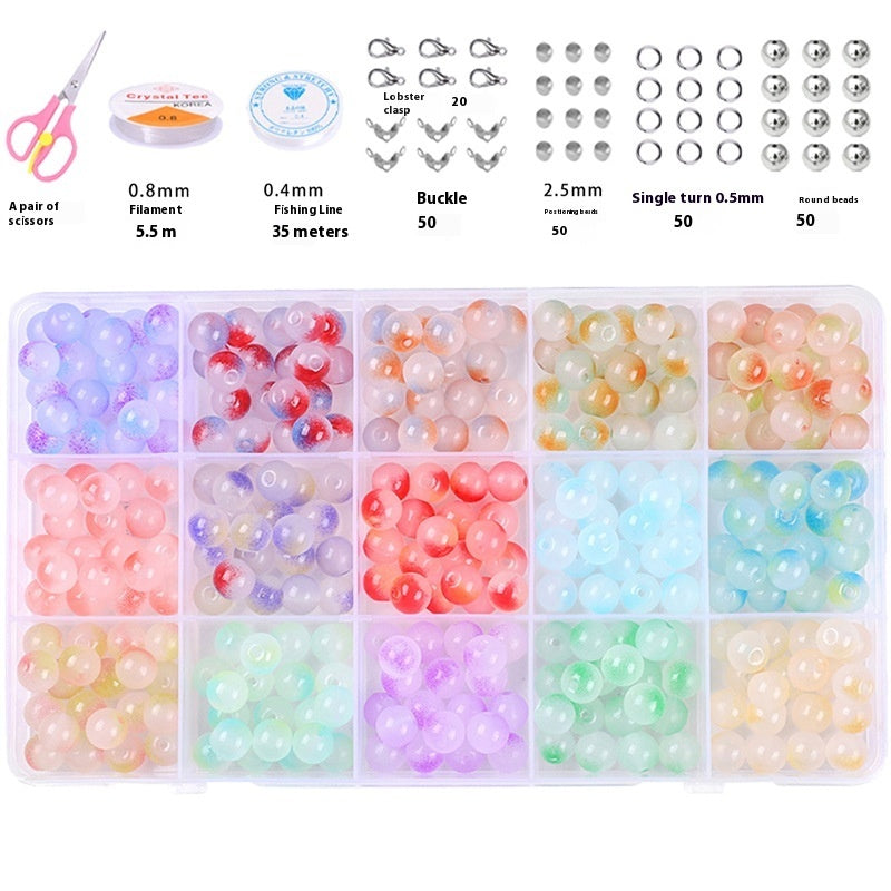 HKM-978067 Glass Jelly Double Crystal Round Beads DIY Bracelet Making Kit with Assorted Color Sets