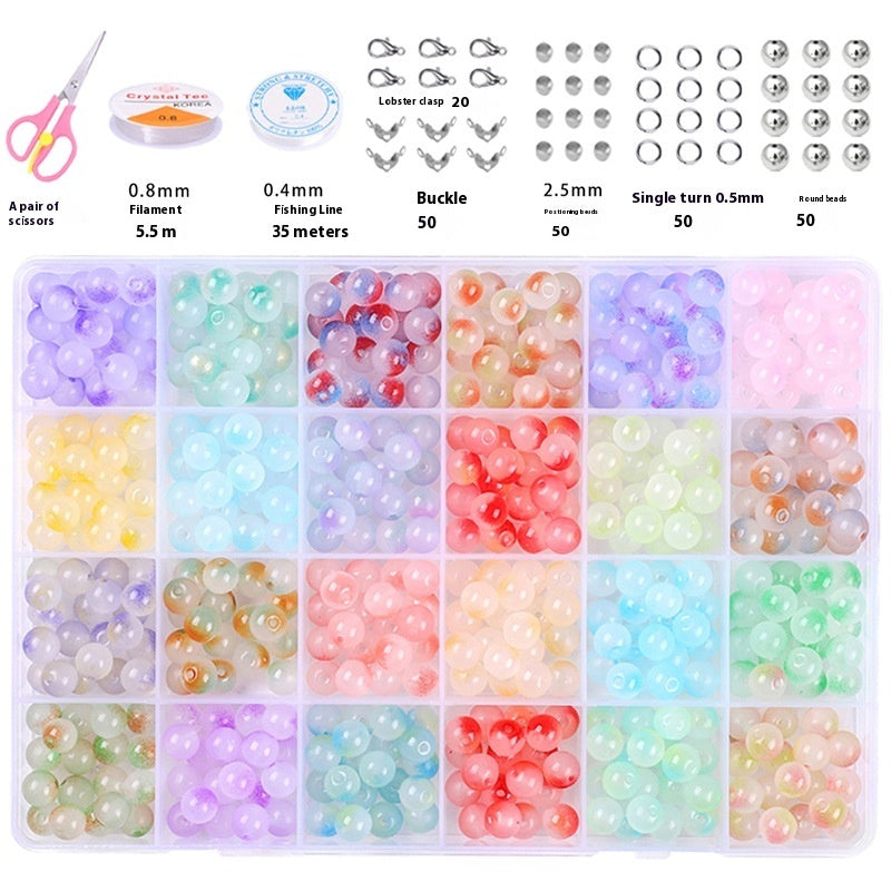 HKM-978067 Glass Jelly Double Crystal Round Beads DIY Bracelet Making Kit with Assorted Color Sets