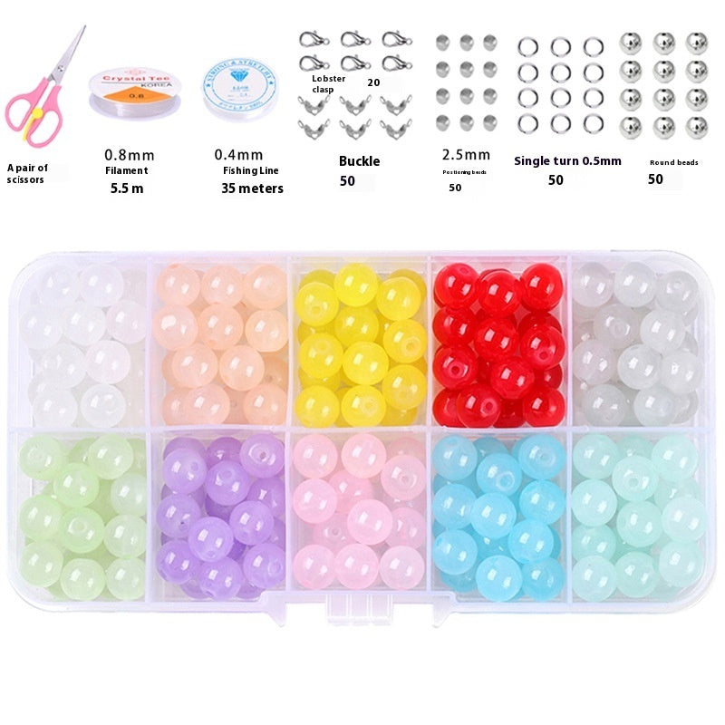 HKM-978067 Glass Jelly Double Crystal Round Beads DIY Bracelet Making Kit with Assorted Color Sets