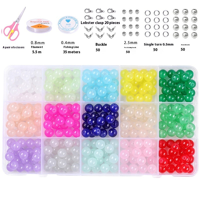 HKM-978067 Glass Jelly Double Crystal Round Beads DIY Bracelet Making Kit with Assorted Color Sets