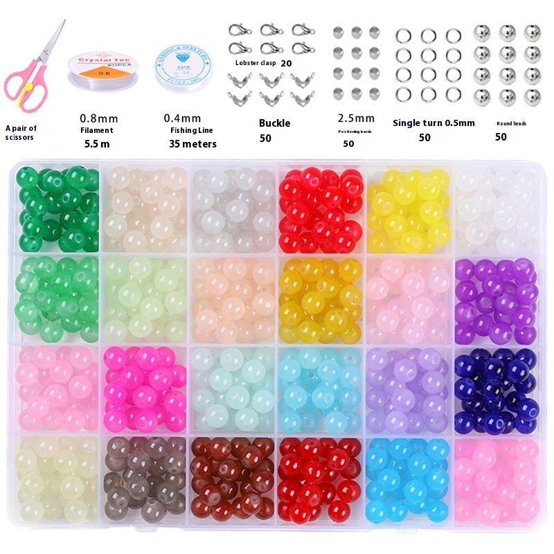 HKM-978067 Glass Jelly Double Crystal Round Beads DIY Bracelet Making Kit with Assorted Color Sets