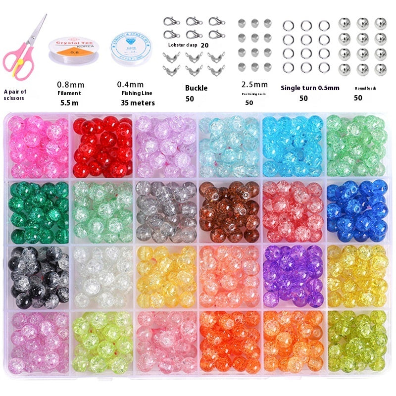 HKM-978067 Glass Jelly Double Crystal Round Beads DIY Bracelet Making Kit with Assorted Color Sets