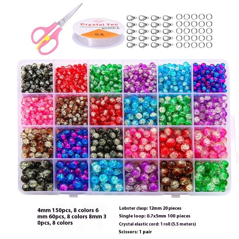 HKM-978067 Glass Jelly Double Crystal Round Beads DIY Bracelet Making Kit with Assorted Color Sets