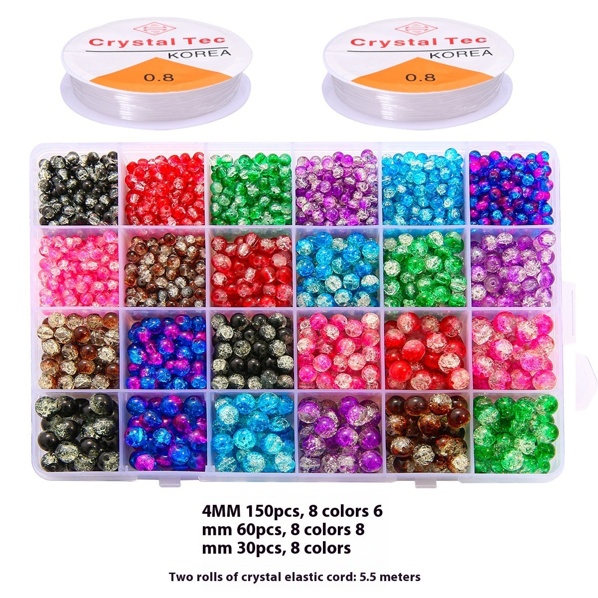 HKM-978067 Glass Jelly Double Crystal Round Beads DIY Bracelet Making Kit with Assorted Color Sets