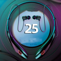 HKM-978131 Wireless Bluetooth Sports Neckband Headset with Call, Music, and Voice Control - Stereo, 10m Range, Black Red/Black Gold