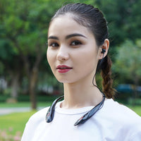 HKM-978131 Wireless Bluetooth Sports Neckband Headset with Call, Music, and Voice Control - Stereo, 10m Range, Black Red/Black Gold