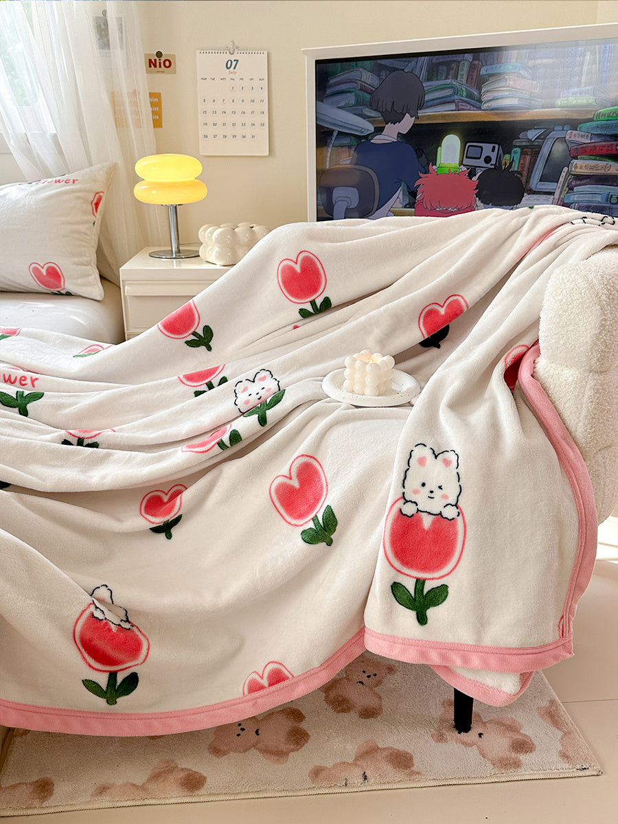 HKM-978387 Cartoon Anime Double-Sided Milk Velvet Blanket, 150x200cm, Anti-Static and Lint-Free