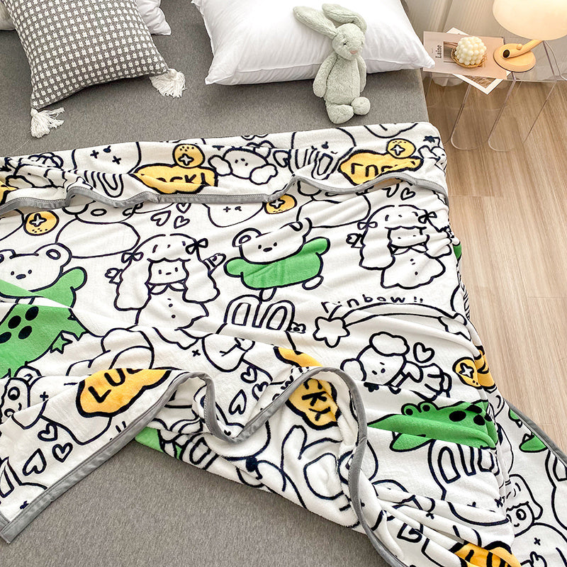 HKM-978387 Cartoon Anime Double-Sided Milk Velvet Blanket, 150x200cm, Anti-Static and Lint-Free