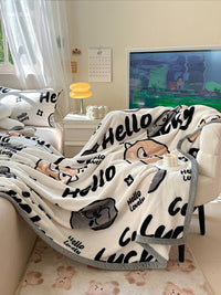 HKM-978387 Cartoon Anime Double-Sided Milk Velvet Blanket, 150x200cm, Anti-Static and Lint-Free