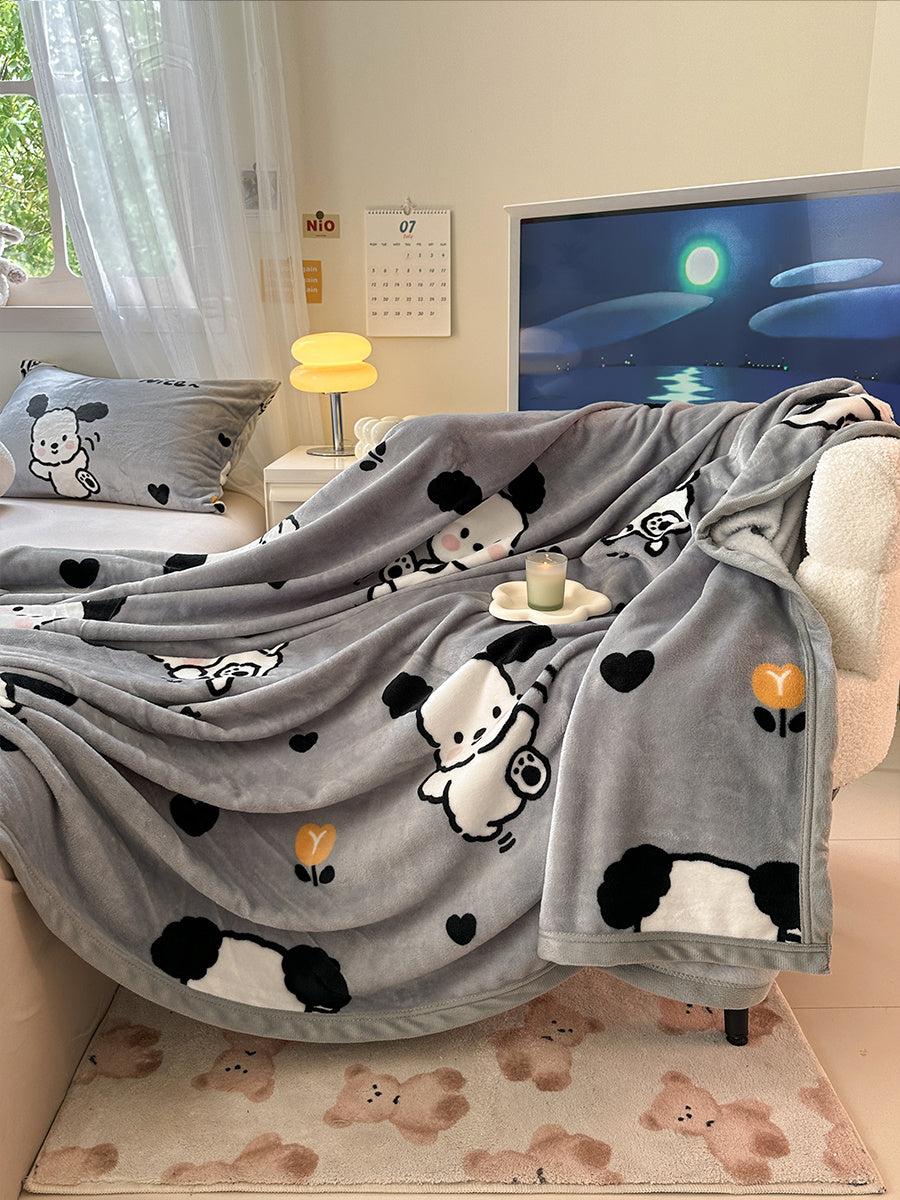 HKM-978387 Cartoon Anime Double-Sided Milk Velvet Blanket, 150x200cm, Anti-Static and Lint-Free