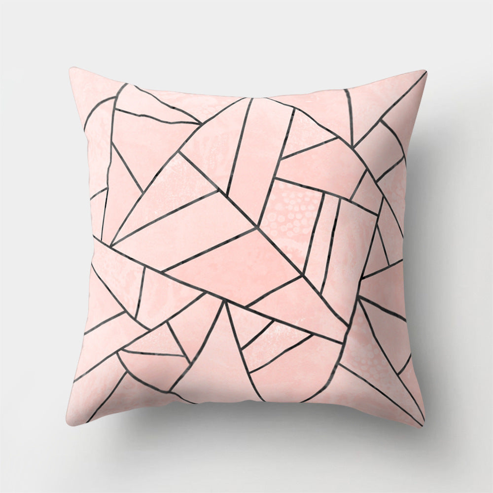 HKM-978451 Geometric Print Polyester Cushion Cover - 45x45cm Pillowcase