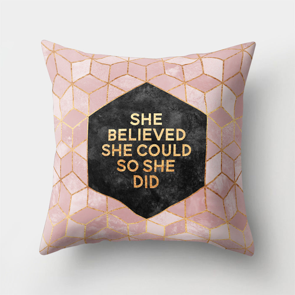HKM-978451 Geometric Print Polyester Cushion Cover - 45x45cm Pillowcase