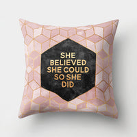 HKM-978451 Geometric Print Polyester Cushion Cover - 45x45cm Pillowcase