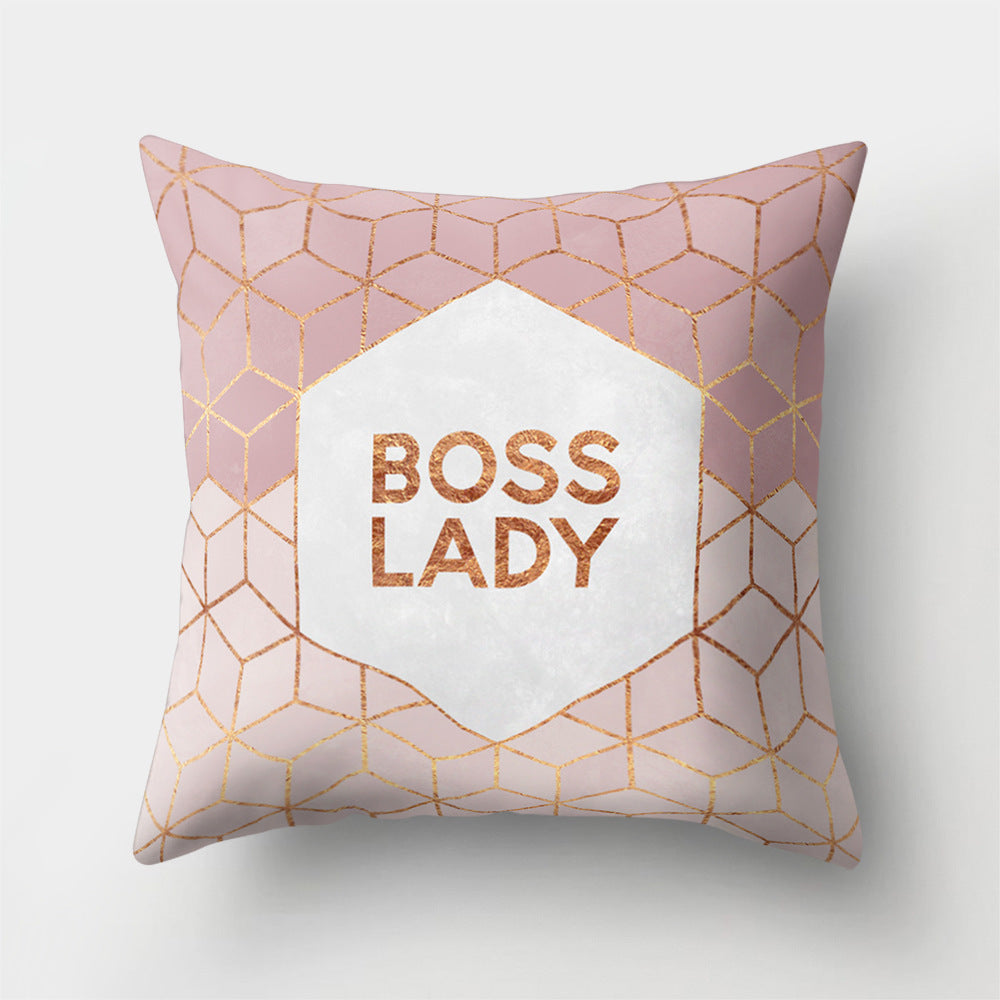 HKM-978451 Geometric Print Polyester Cushion Cover - 45x45cm Pillowcase