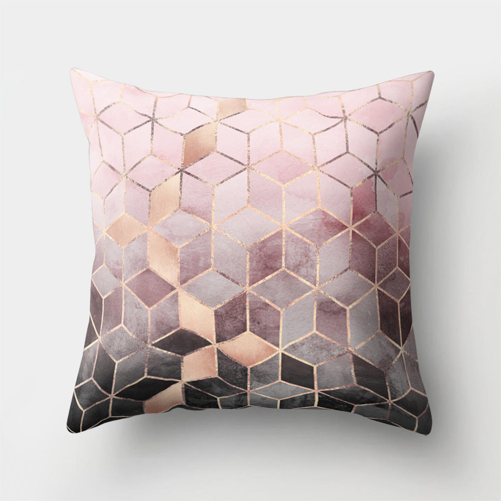 HKM-978451 Geometric Print Polyester Cushion Cover - 45x45cm Pillowcase