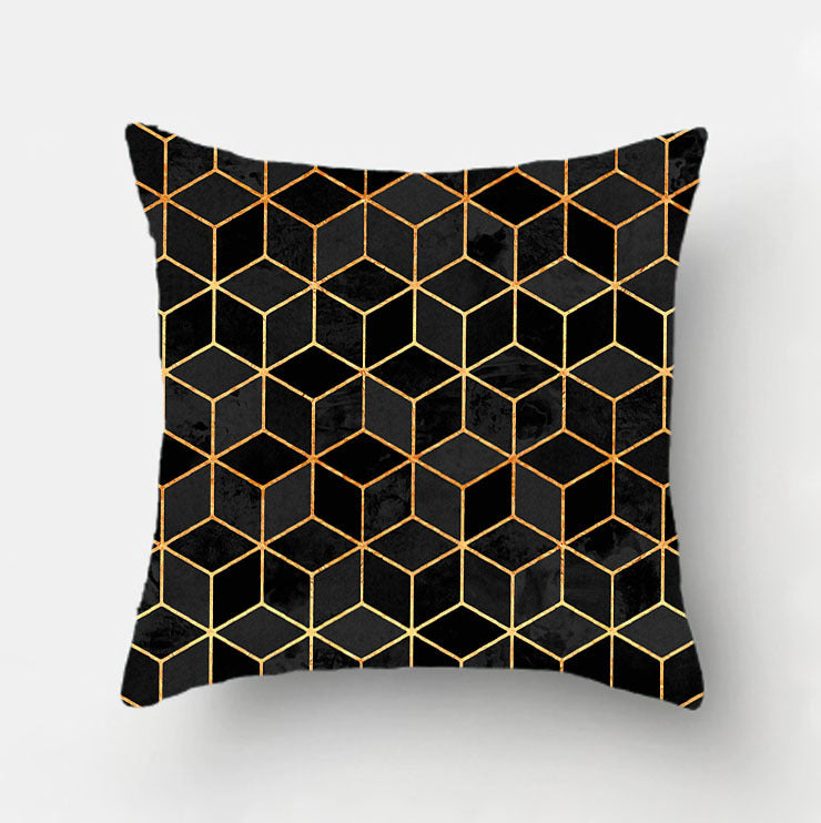 HKM-978451 Geometric Print Polyester Cushion Cover - 45x45cm Pillowcase
