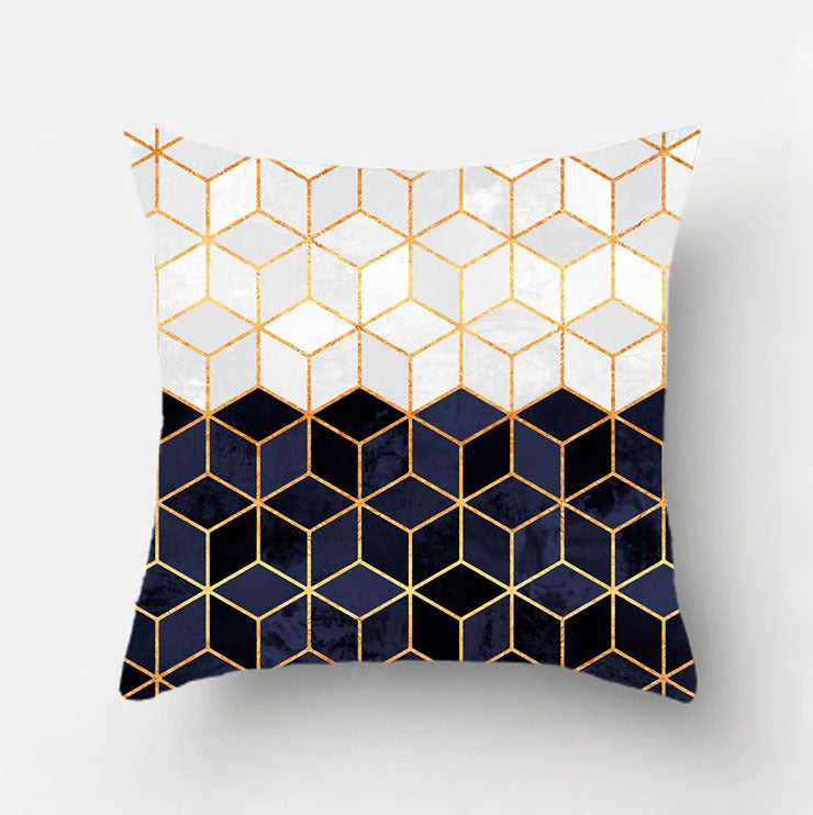 HKM-978451 Geometric Print Polyester Cushion Cover - 45x45cm Pillowcase