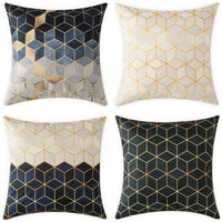 HKM-978451 Geometric Print Polyester Cushion Cover - 45x45cm Pillowcase