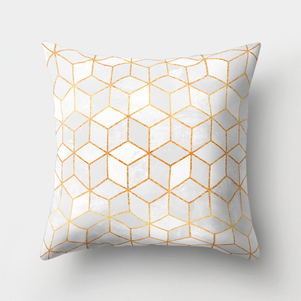 HKM-978451 Geometric Print Polyester Cushion Cover - 45x45cm Pillowcase