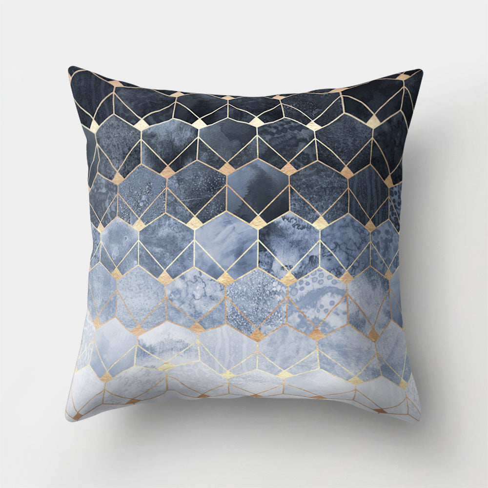 HKM-978451 Geometric Print Polyester Cushion Cover - 45x45cm Pillowcase