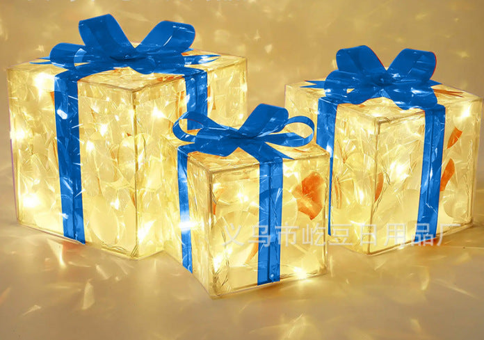 HKM-978515 Luminous Christmas Gift Box Set with Colorful Glow for Festive Displays