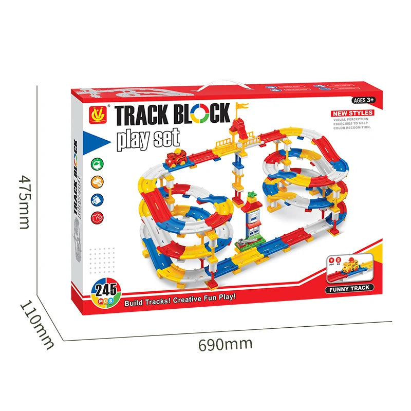 KTX-978643 Building Block Marble Race Run Set - 245PCS Educational DIY Toy for Ages 3+