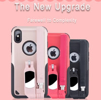 HKM-978643 Selfie Stick Phone Case for Compatible iPhone Models - Glamour Red, Dazzle Cool Black, Rose Gold