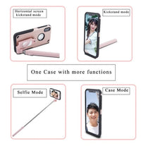 HKM-978643 Selfie Stick Phone Case for Compatible iPhone Models - Glamour Red, Dazzle Cool Black, Rose Gold