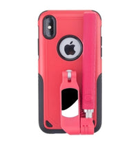 HKM-978643 Selfie Stick Phone Case for Compatible iPhone Models - Glamour Red, Dazzle Cool Black, Rose Gold