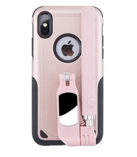 HKM-978643 Selfie Stick Phone Case for Compatible iPhone Models - Glamour Red, Dazzle Cool Black, Rose Gold