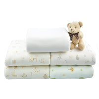 HKM-978707 Cotton Fabric with Cartoon Patterns - Natural White, Baby Elephants, Forest Scenes, Colorful Designs